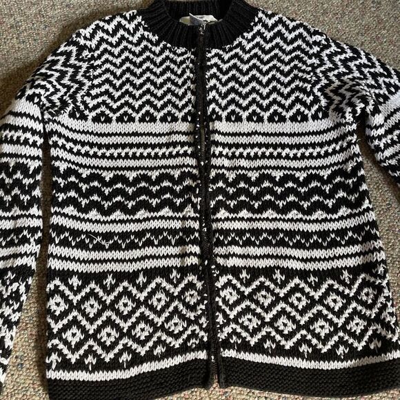 Vintage Cotton Fair Isle Zip Up Cardigan Sweater - Picture 5 of 7
